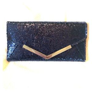 Blue glitter clutch wallet